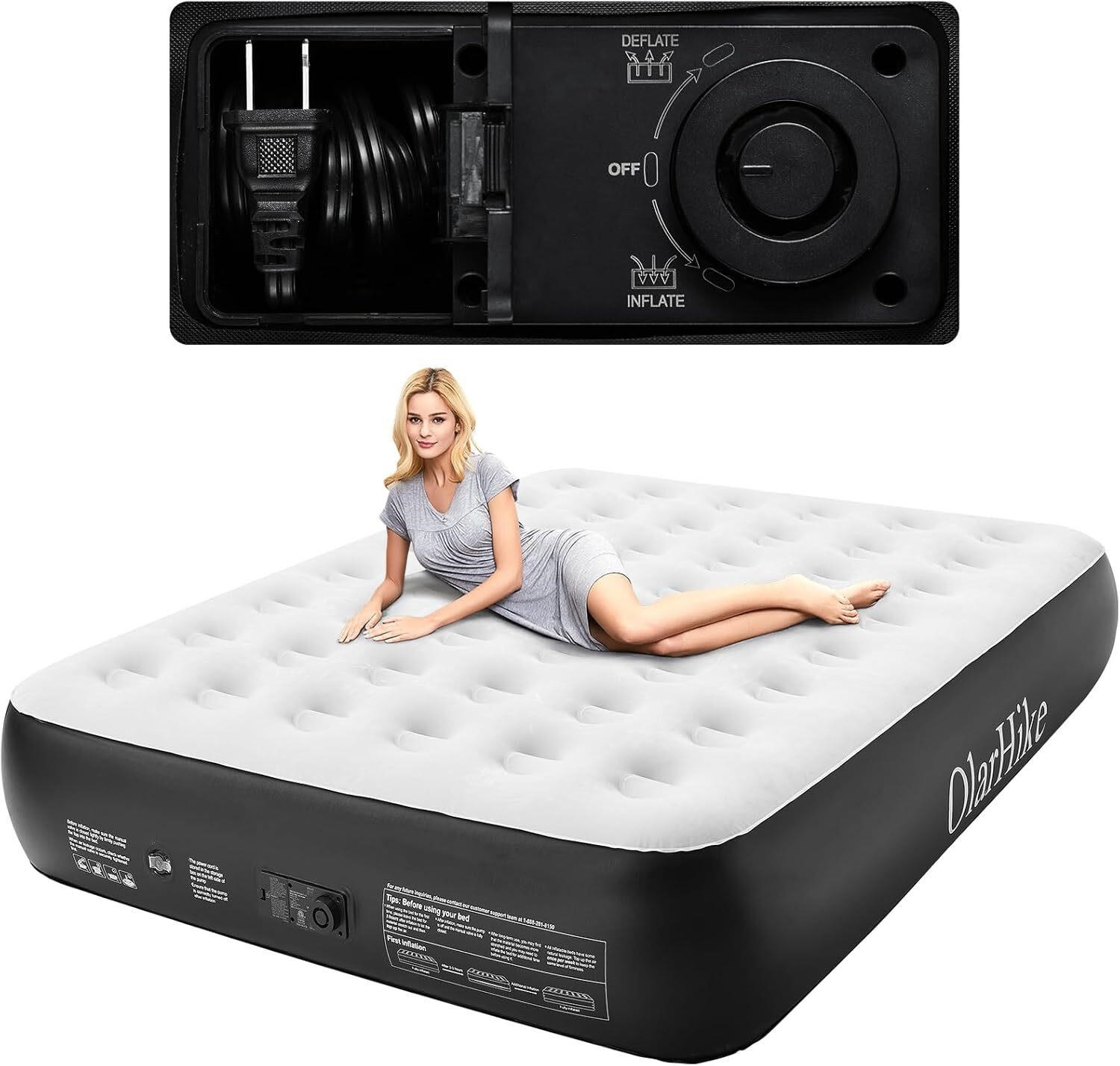 OlarHike Queen Air Mattress w/Built-in Pump  13.