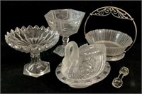 (5pc) Glass Servingware, Eapg, Tailor, Challinor