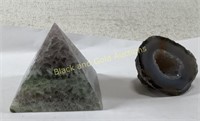 Flourite Crystal Pyramid & Agate Geode