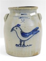 Rare Seagull Design Stoneware Crock. 19th