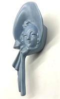 Vintage Blue Bonnet Woman Wall Pocket 10”