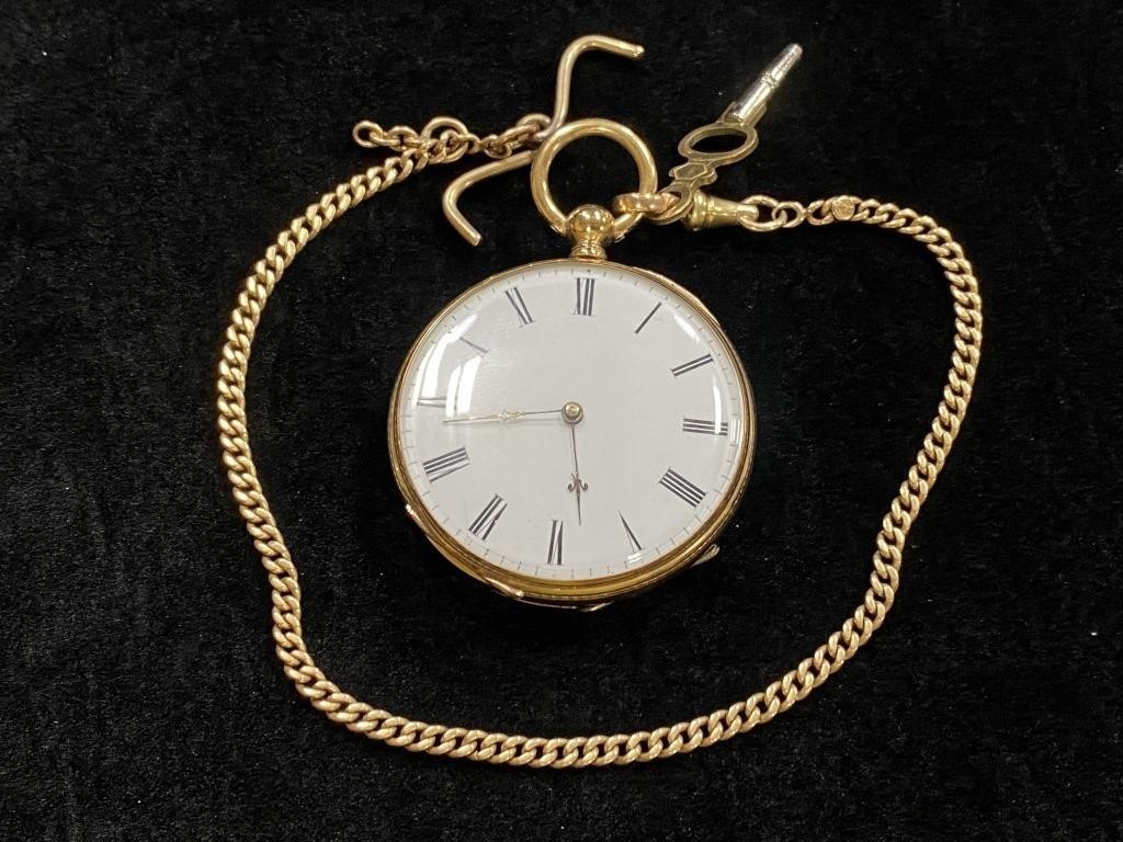 Antique 18kt Cylindre Huit Rubis Pocket Watch