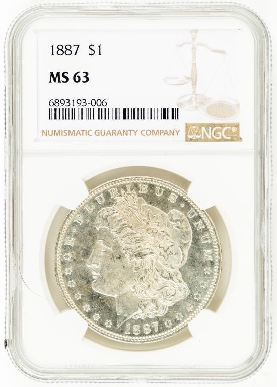 Coin 1887(P) Morgan Silver Dollar-NGC-MS63