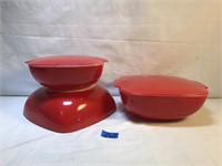 Vintage Pyrex Primary Red Hostess Serving Dishes