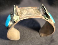 Sterling watch cuff. Bear Claw /Turquoise Old pawn