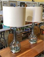 Beautiful pair of art deco light blue glass table
