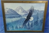 Wooden framed print of eagle 31x25H