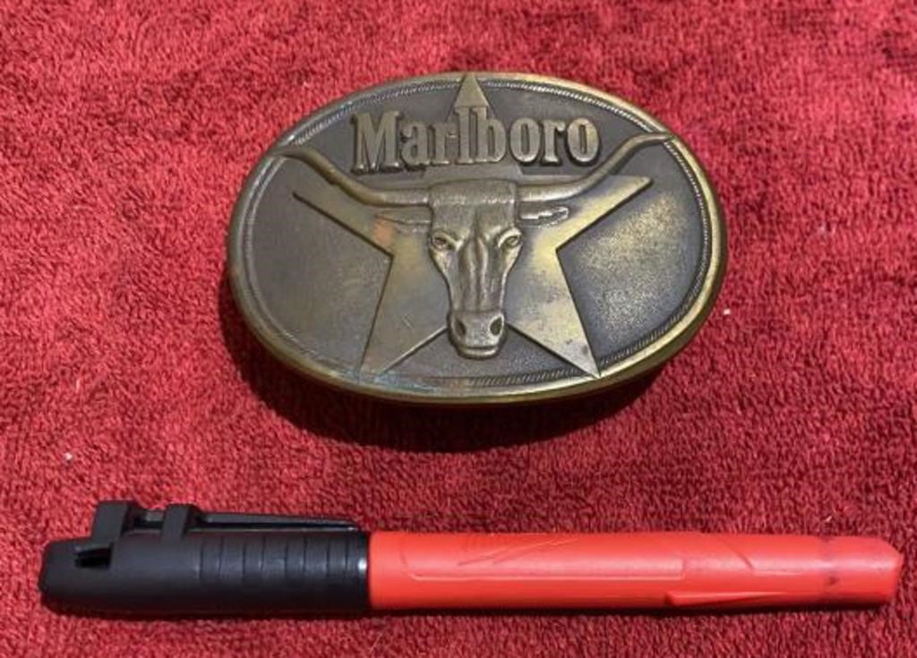 Solid Brass Philip Morris Marlboro Belt Buckle