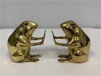 Brass Frog Bookends