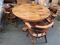 Nice Heavy Vintage Dining Table w/ 4 Chairs & 2