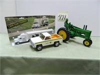 John Deere A Tractor w/ Man, JD Green Equip. Co. -