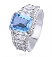 Sterling Silver 4.0ct Natural Blue Topaz Ring