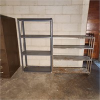 PAIR OF METAL SHELVES