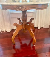 antique victorian wooden side table marble top