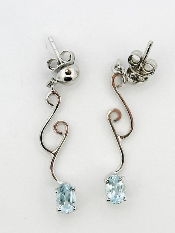 925 Sterling Silver Blue Topaz Earrings