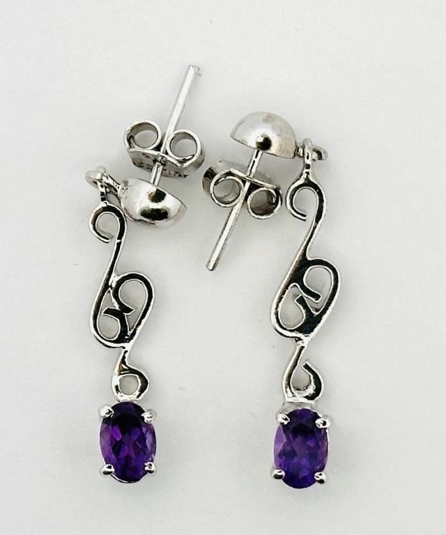 925 Sterling Silver Amethyst Earrings