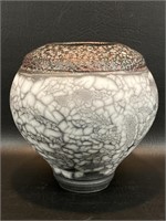 Stunning Naked Raku Art Pottery Vase, Signed,