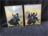 PAIR OF FRAMED CONVEX GLASS SILHOUETTES 8"T X 6"W