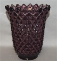 Vtg Imperial Amethyst Glass Diamond Point Vase