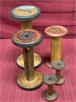 5 Wooden Textile Spools