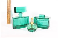 Green Glass Perfume Set