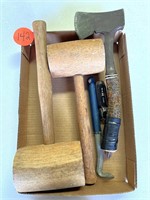 (2) Wood Mallets and Estwing Hatchet (As Is Poor H