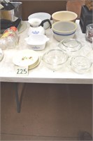 Stoneware bowls, Corningware, Pyrex, Maple Leaf