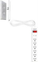 NEW $45 6 Outlet Surge Protector w/ Concealer Kit