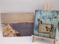 2pc Art work and small Easel