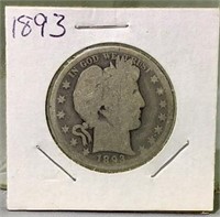 1893 US Silver Barber half Dollar
