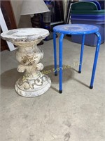 Patio end table, stone pedestal 17in X 11.5in