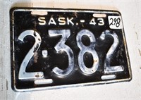 1943 Sask Lic. Plate
