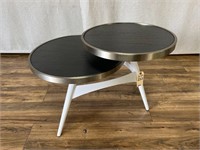 Modern Staggered 2 Tier Circular Side Table