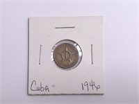 1946 Republica De Cuba Un Centavo Coin In Holder