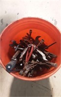 Bucket of Screwdrivers, Wrenches, clamps & more