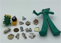 Gumby rubber toy & penny/cracker jack toys lot