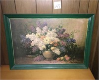 Large Floral Print with Green Frame