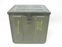 Vtg Metal Military Case w/ Lid - 15" x 12" x 14.5"