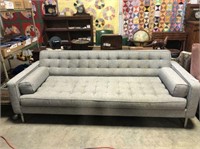 Long Gray Tufted Mid Century Style Sofa (83.5")
