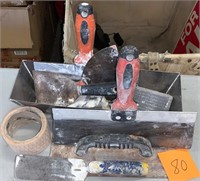 LOT OF SCRAPERS AND TROWELS