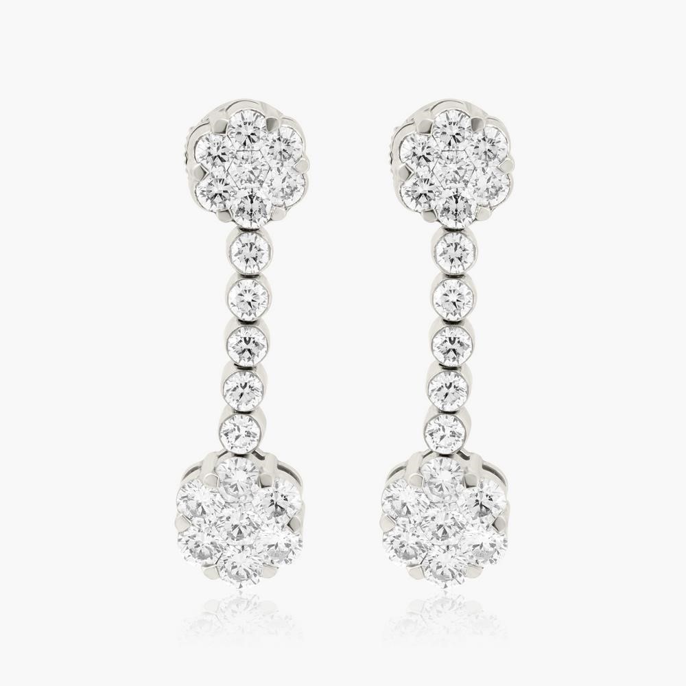 14K WHITE GOLD 3.00CT DIAMOND EARRINGS