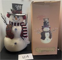 Fiber Optic Snowman With Animated Hat 19in