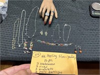 12pc old sterling silver jewelry 1.14 ounces