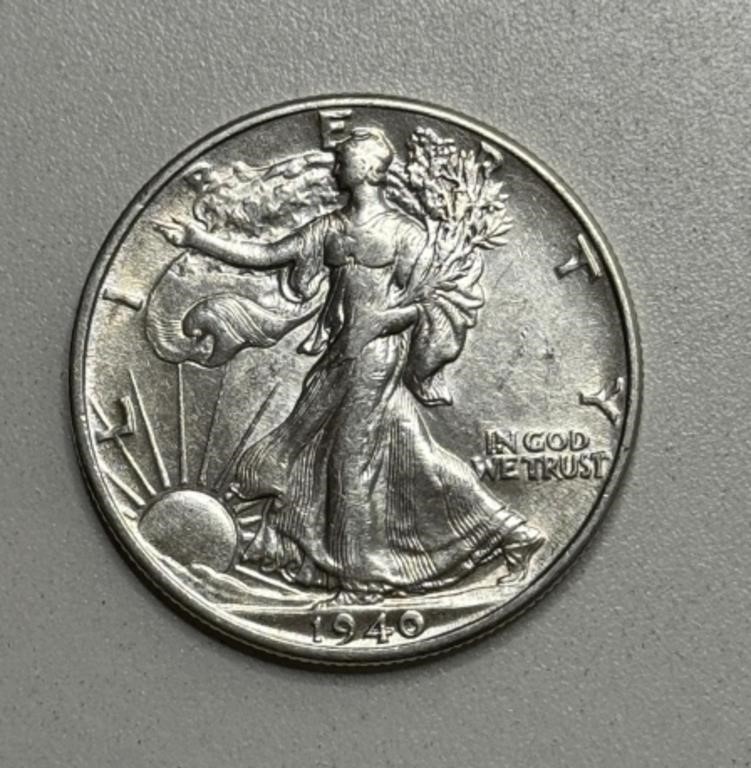 1940 WALKING LIBERTY HALF DOLLAR COIN