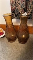 Pair of Amber Colored Vases