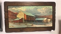 Barn print mounted on pine. By Eric Sloan. This