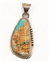 J. Nelson Navajo Sterling Turquoise Pendant