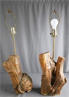 Vintage Rootwood Table Lamp Pair