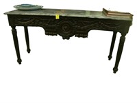 Intricate, carved, marble top, sofa table