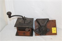 2pc Antique Coffee Grinder Charles Parker,